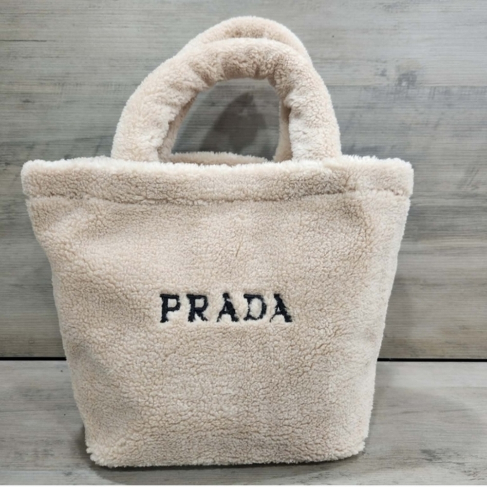 Prada Beige Shearling Tote
